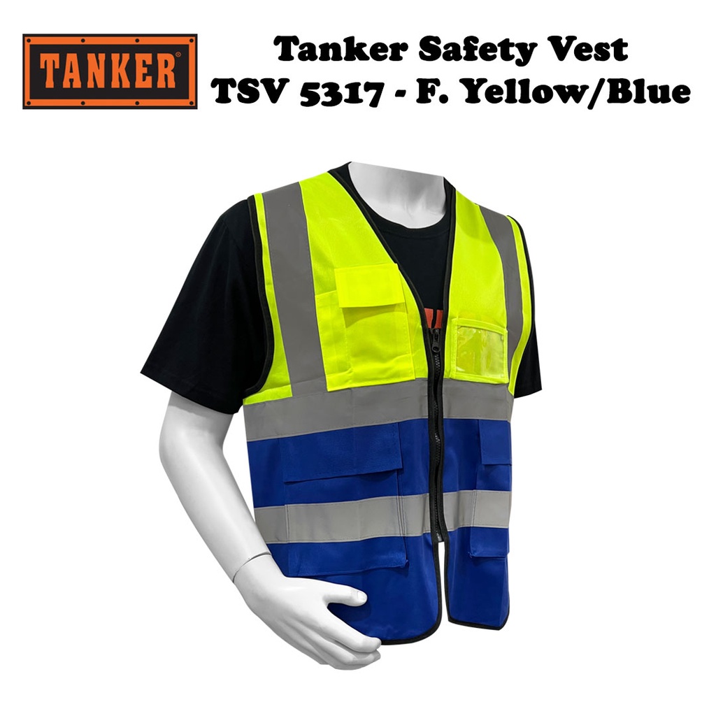 Tanker Safety Vest TSV5317 - Fluorescent Yellow/Blue - Image 2