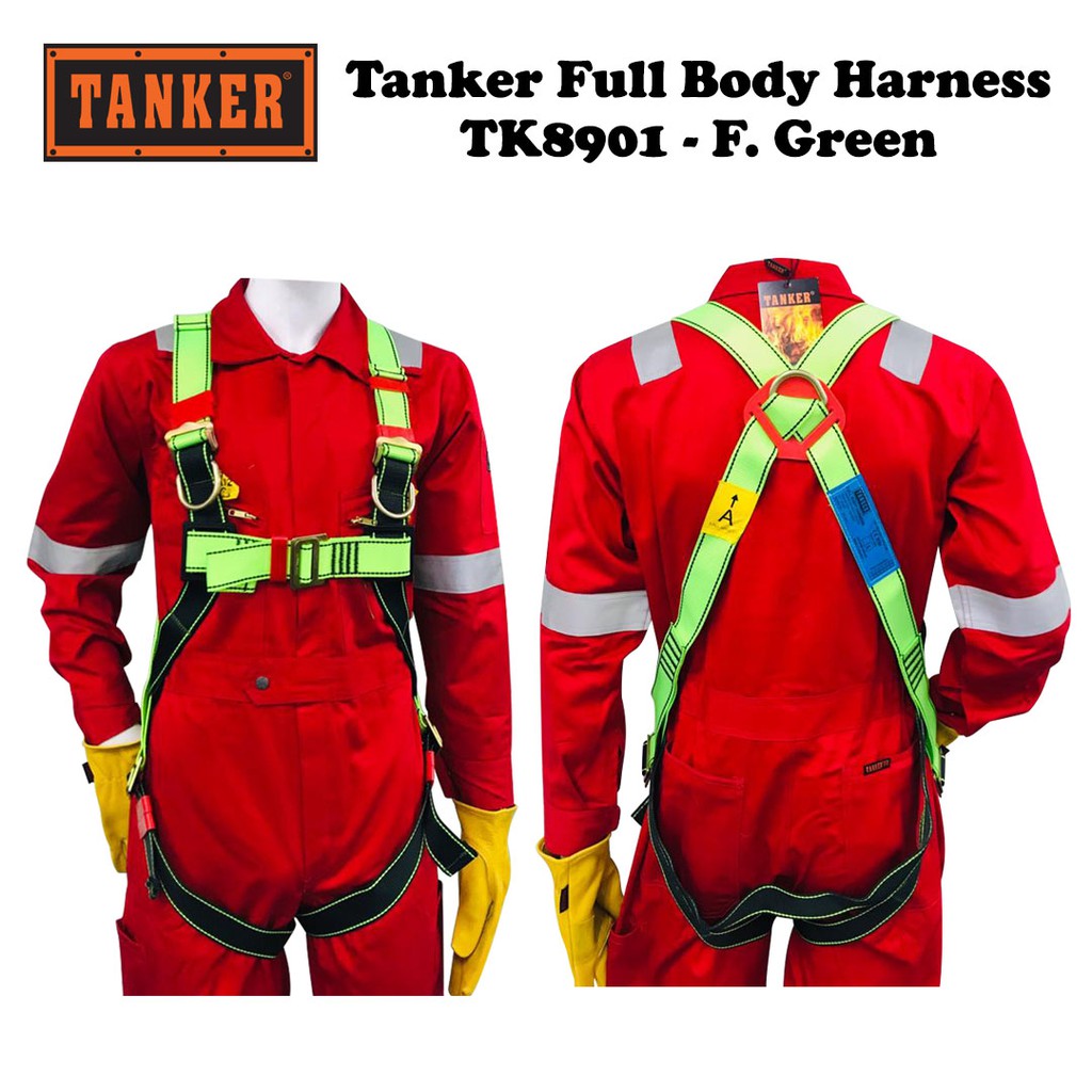 Tanker TK8901 Full Body Harness with Lanyard - Green (2m)