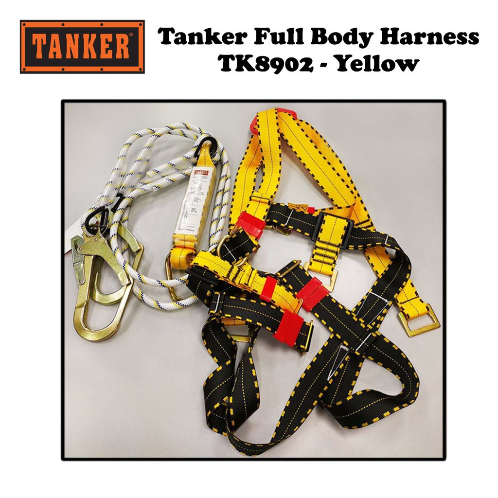 Tanker TK8902 Full Body Harness with Lanyard - Yellow (2m) - Image 3