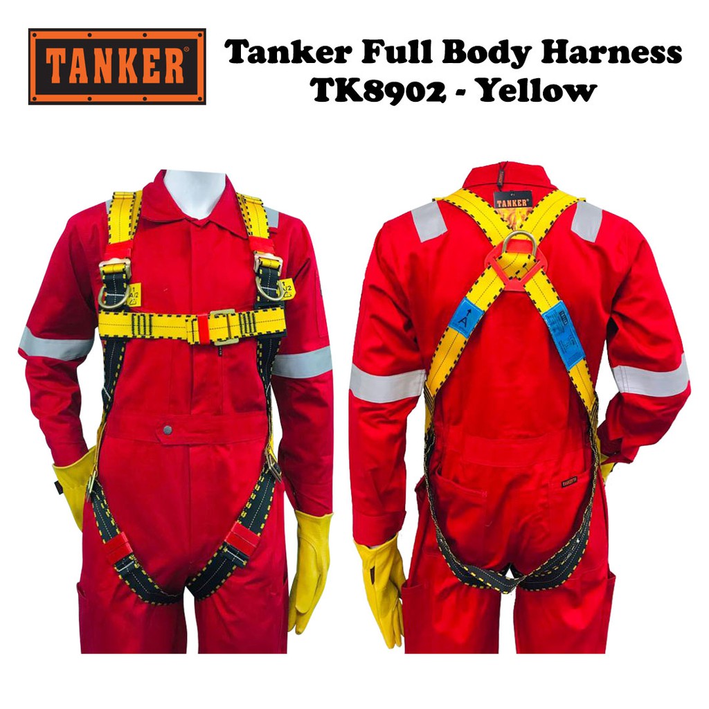 Tanker TK8902 Full Body Harness with Lanyard - Yellow (2m)