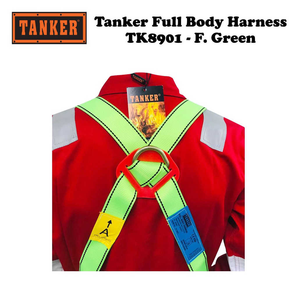 Tanker TK8901 Full Body Harness with Lanyard - Green (2m) - Image 2