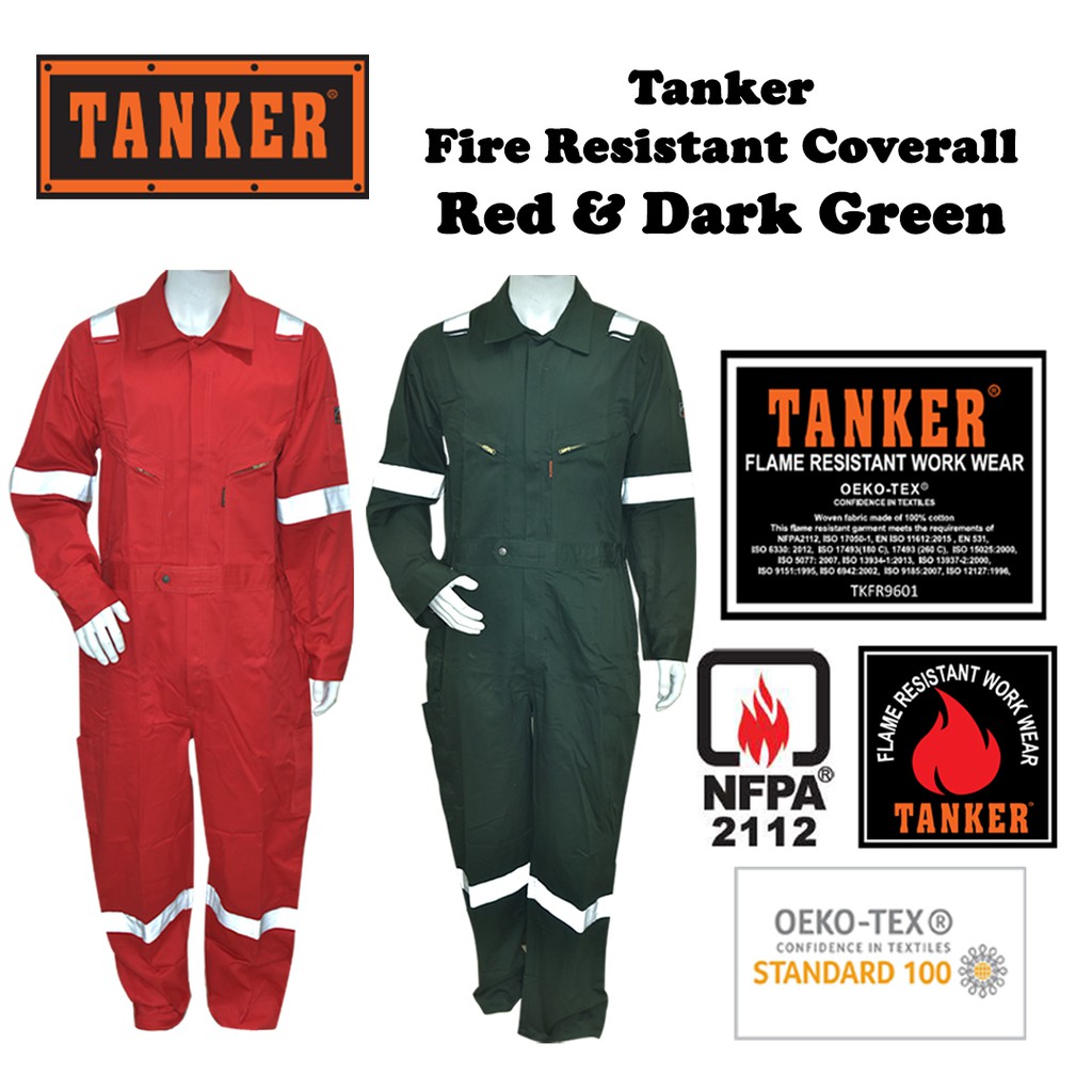 Tanker Fire Resistant Coverall - Red / Dark Green