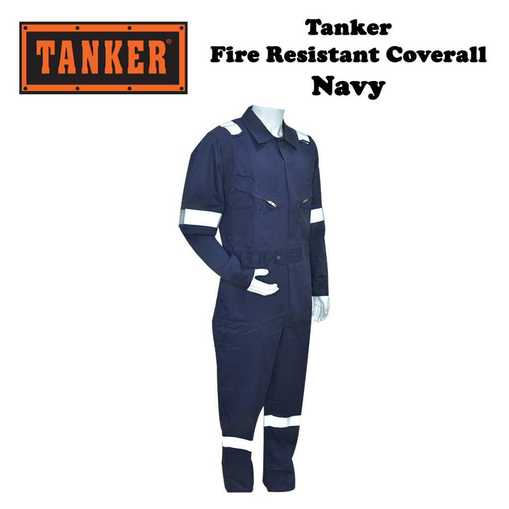 Tanker Fire Resistant Coverall - Orange / Navy Blue - Image 3