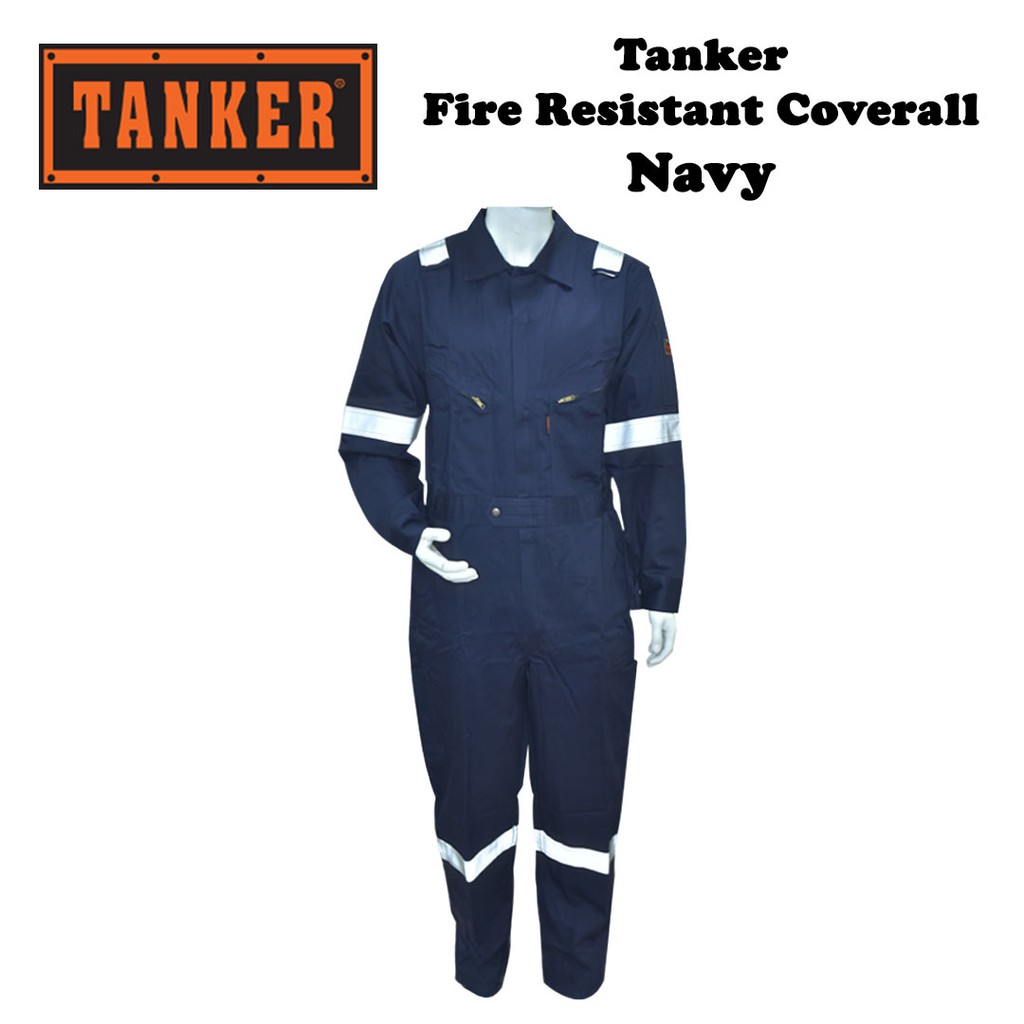 Tanker Fire Resistant Coverall - Orange / Navy Blue - Image 2