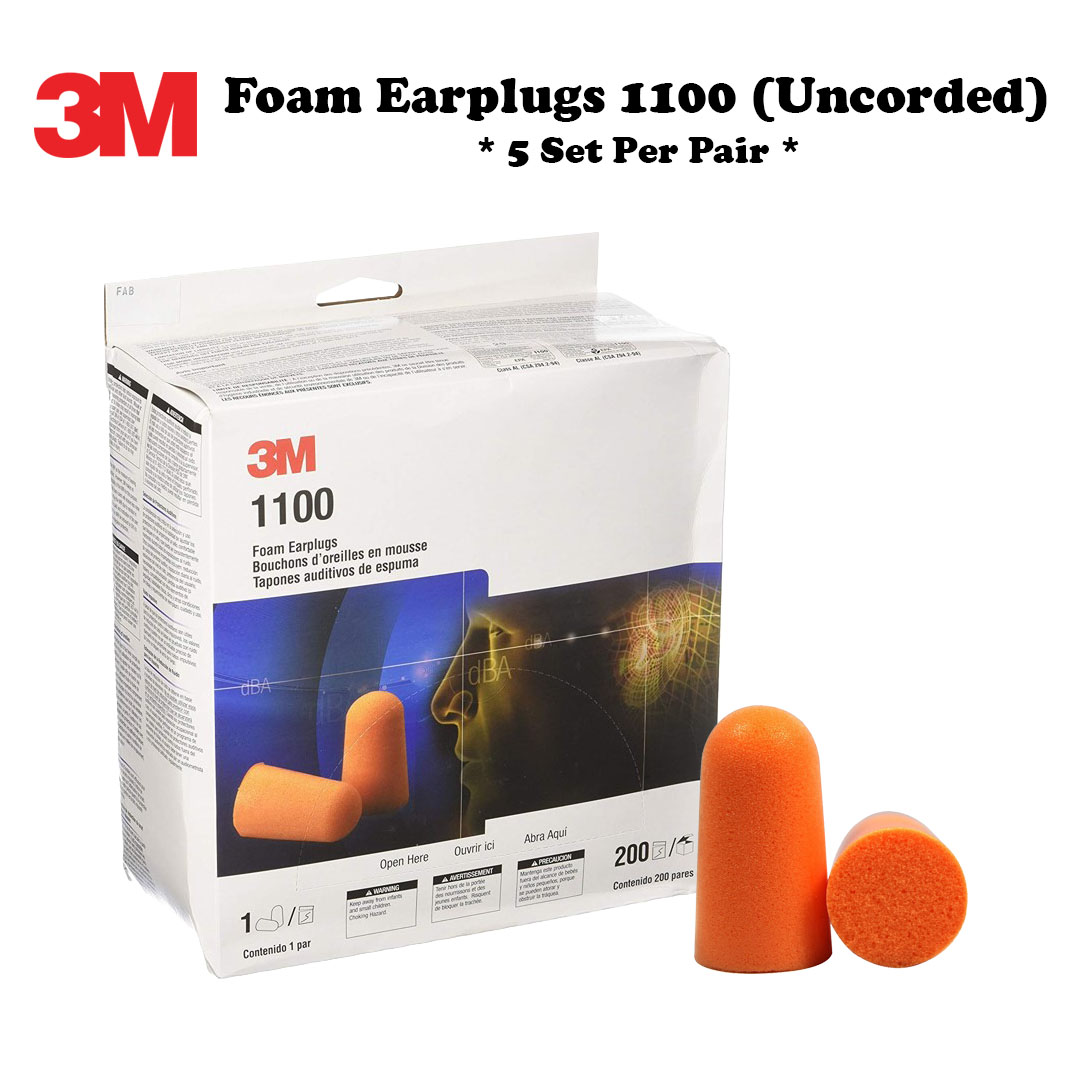 3M Uncorded Foam Earplugs 1100 (5 Pair/Set)