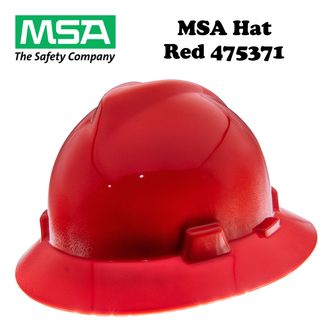 MSA V-Gard Full Brim Hard Hats - Red 475371 (2022 year) - Image 2