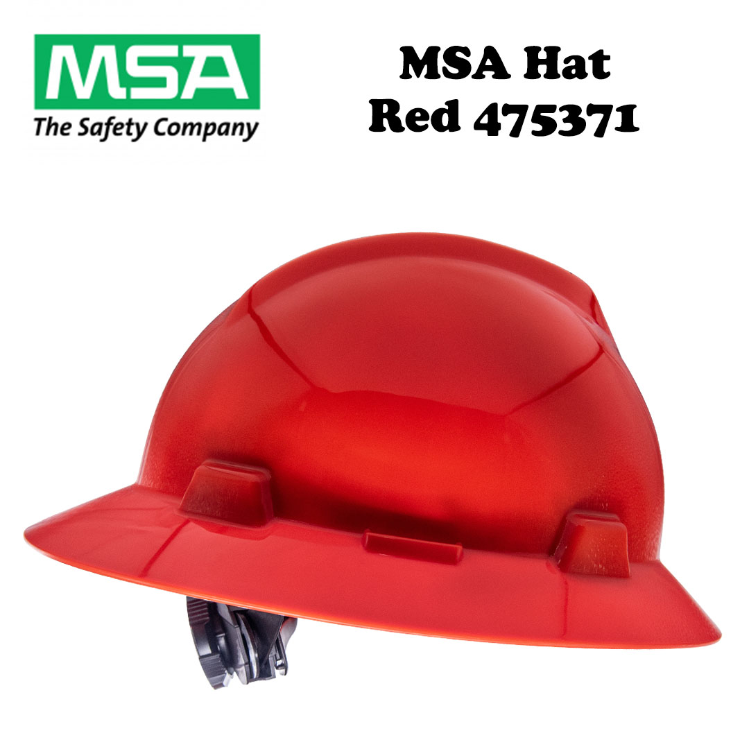 MSA V-Gard Full Brim Hard Hats - Red 475371 (2022 year) - Image 3