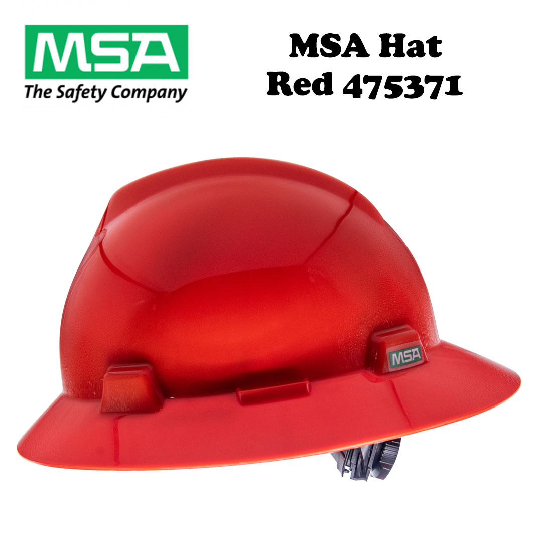 MSA V-Gard Full Brim Hard Hats - Red 475371 (2022 year) - Image 4