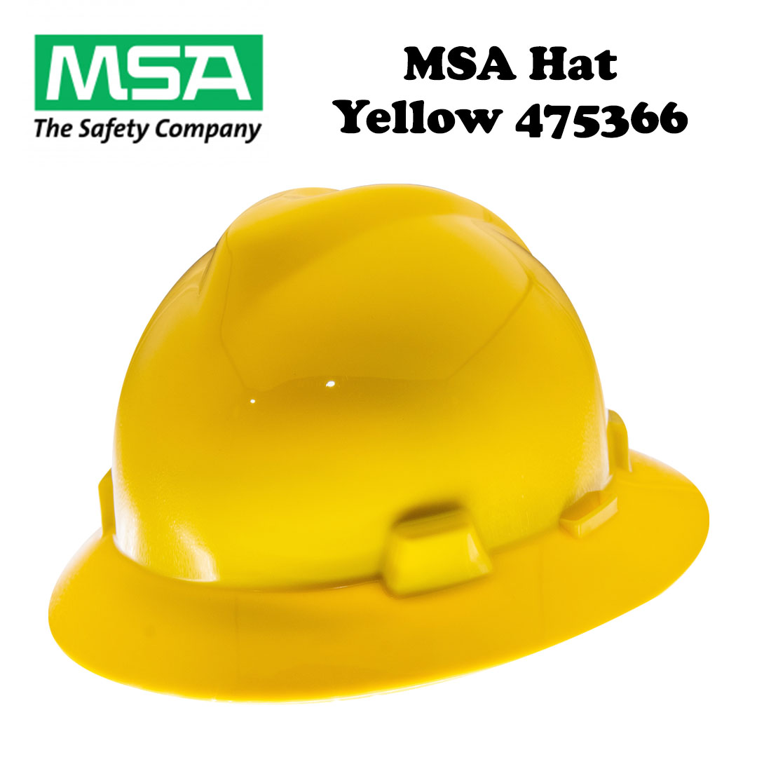 MSA V-Gard Full Brim Hard Hats- Yellow 475366 - Image 2