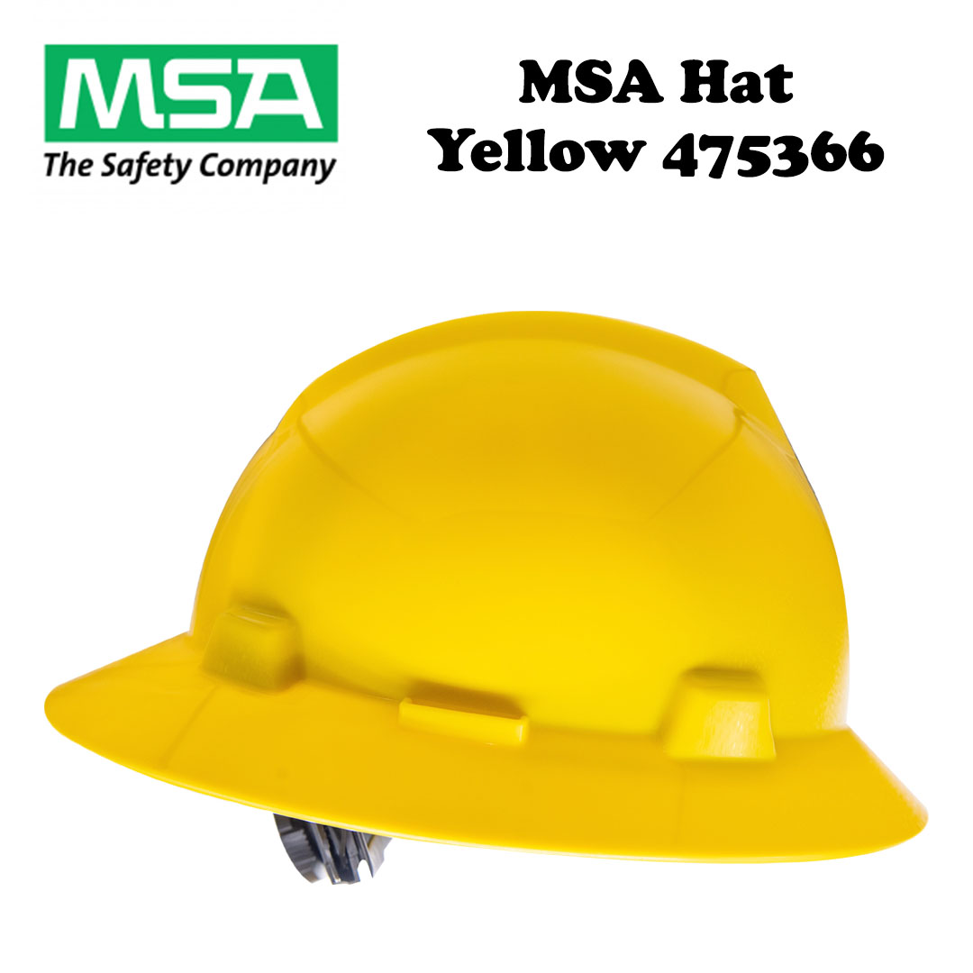 MSA V-Gard Full Brim Hard Hats- Yellow 475366 - Image 4