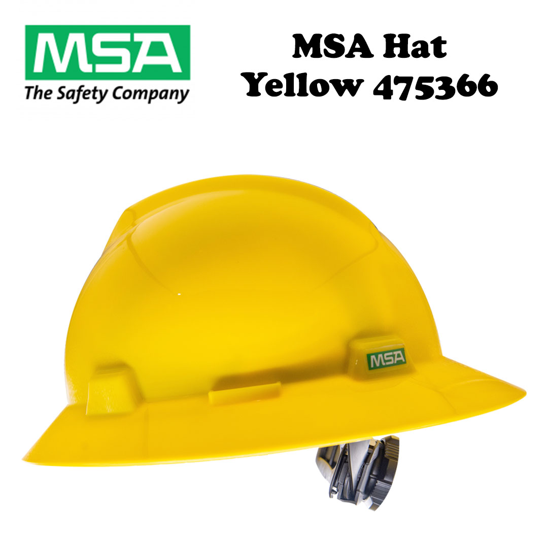MSA V-Gard Full Brim Hard Hats- Yellow 475366 - Image 3