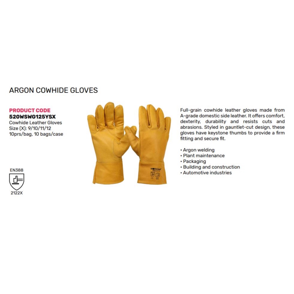 Worksafe 520WSWG125YSX ARGON COWHIDE GLOVES - Image 3